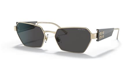 Miu Miu MU 53WS 58 Dark Grey & Pale Gold Sunglasses.